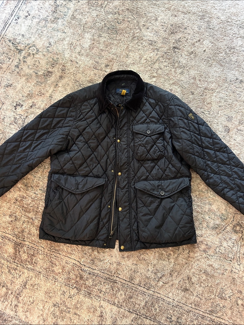 *Flaws* Polo by Ralph Lauren XL Black Quilted Field Jacket